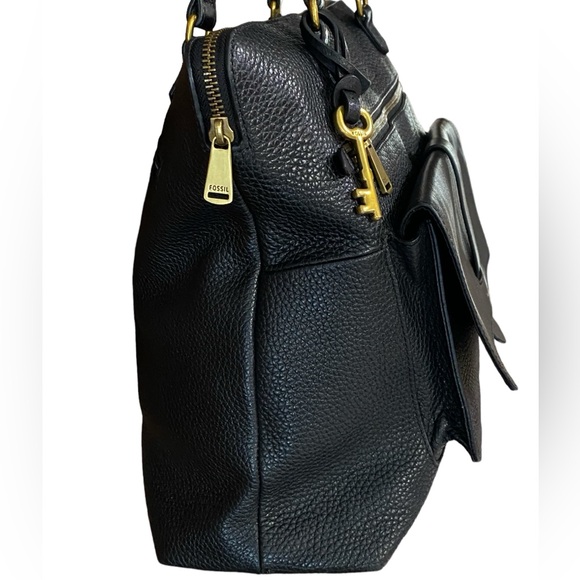 Fossil Kinley Cowhide Black Pebbled Leather Shopper Bag - Picture 4 of 16